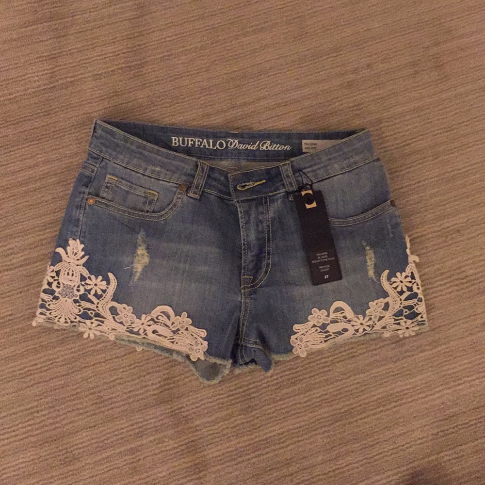 Denim with lace shorts